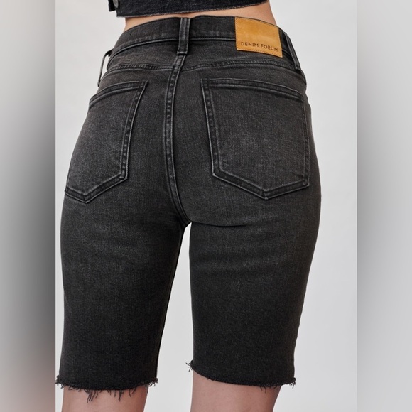 Aritzia Denim Forum Yoko Bermuda Jorts Jean Shorts High Rise Waist Black - Picture 3 of 13